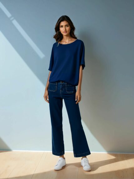 Blouse fluide bleu nuit