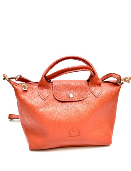 Sac en cuir orange vif style longchamps