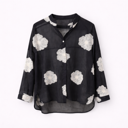 CHEMISE LÉGÈRE BRODÉE FLEURS EN SOIE VEGETALE : LAURINE