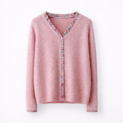 CARDIGAN CHINE À BORDS FRONCES : CHLOÉ